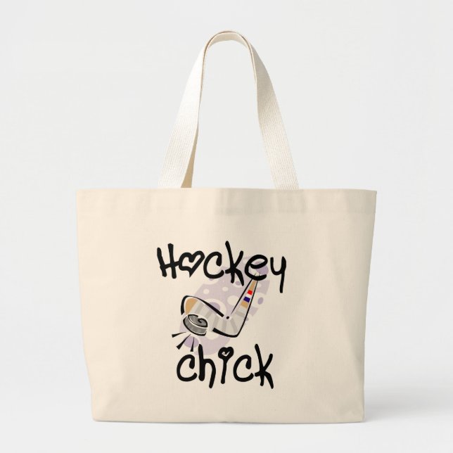 Hockey Chick T-shirts and Gifts Large Tote Bag (Front)