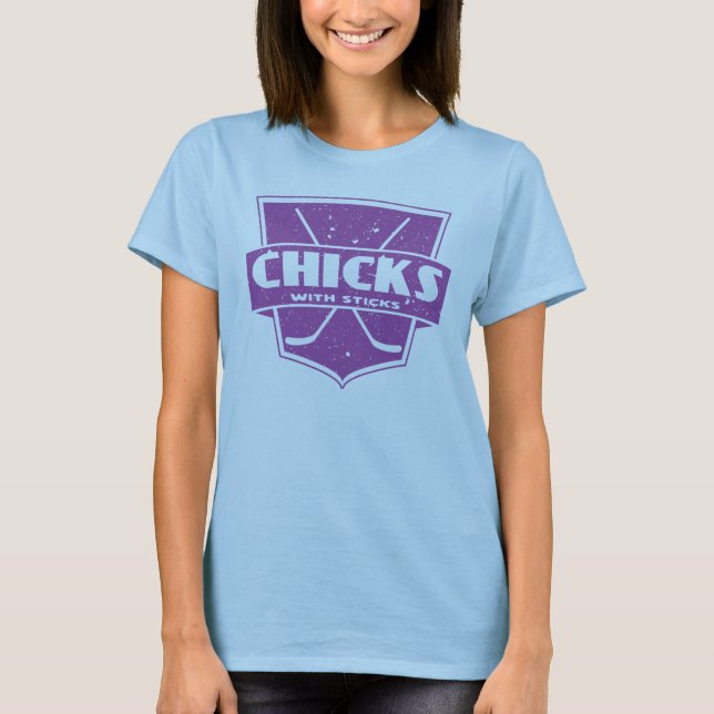 Hockey Chicks With Sticks, Name & Number T-Shirt (Front)