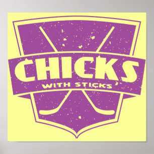 Hockey Chicks With Sticks Poster