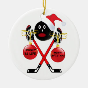 Hockey Christmas Ceramic Ornament