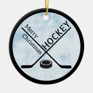 Hockey Christmas circle ornament - Blue ice sticks