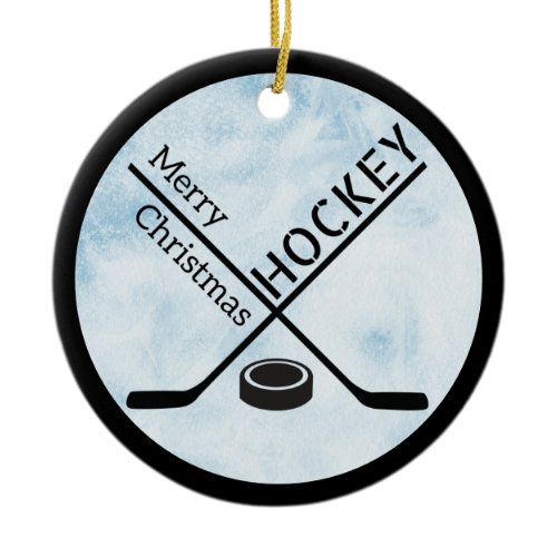 Hockey Christmas circle ornament - Blue ice sticks