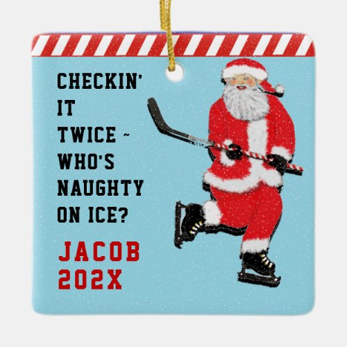 Hockey Christmas Collectible Ceramic Ornament