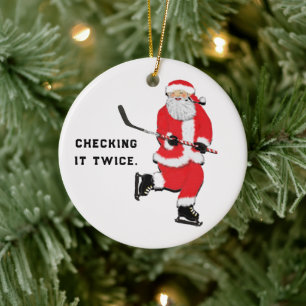 Hockey Christmas Collectible Ceramic Ornament