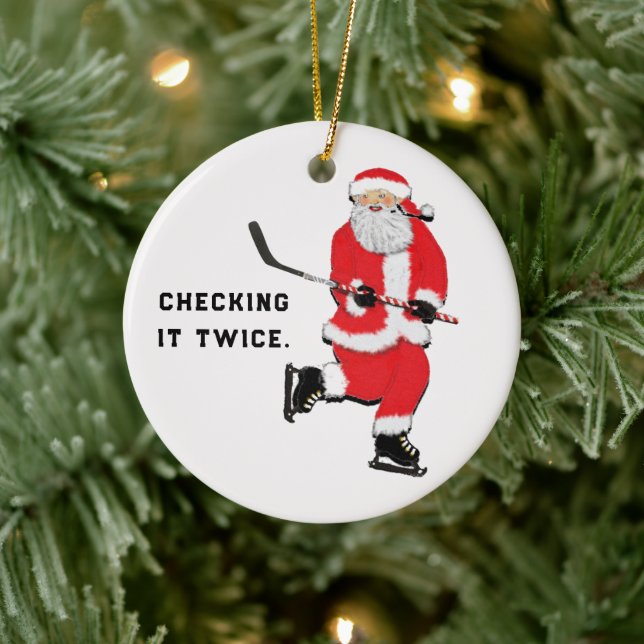 Hockey Christmas Collectible Ceramic Ornament (Tree)
