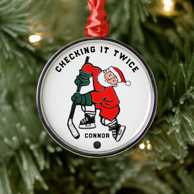 Hockey Christmas Collectible Metal Ornament (Tree)