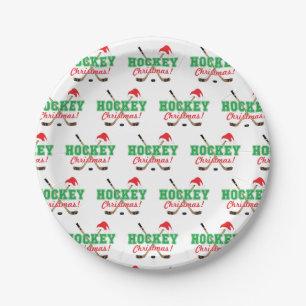 Hockey Christmas Hockey Sticks Santa Hat Paper Plates