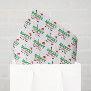 Hockey Christmas Hockey Sticks Santa Hat Tissue Paper