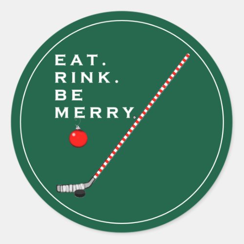 Hockey Christmas Holiday Classic Round Sticker