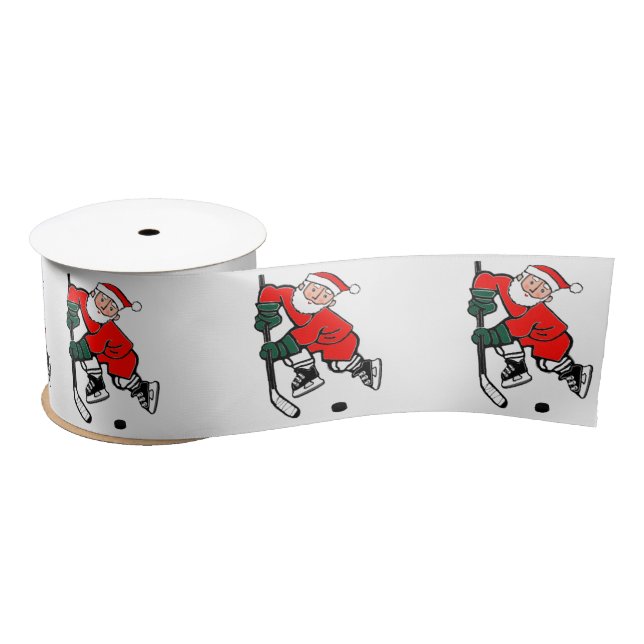 Hockey Christmas Holiday Gift Grosgrain Ribbon (Spool)