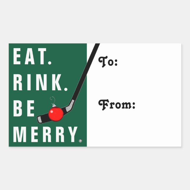 Hockey Christmas Holiday Gift Tags (Front)