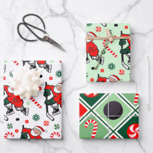 Hockey Christmas Holiday Gift Wrapping Paper
