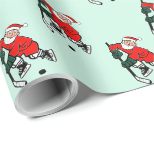 Hockey Christmas Holiday Gift Wrapping Paper