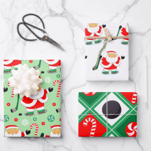Hockey Christmas Holiday Gift Wrapping Paper