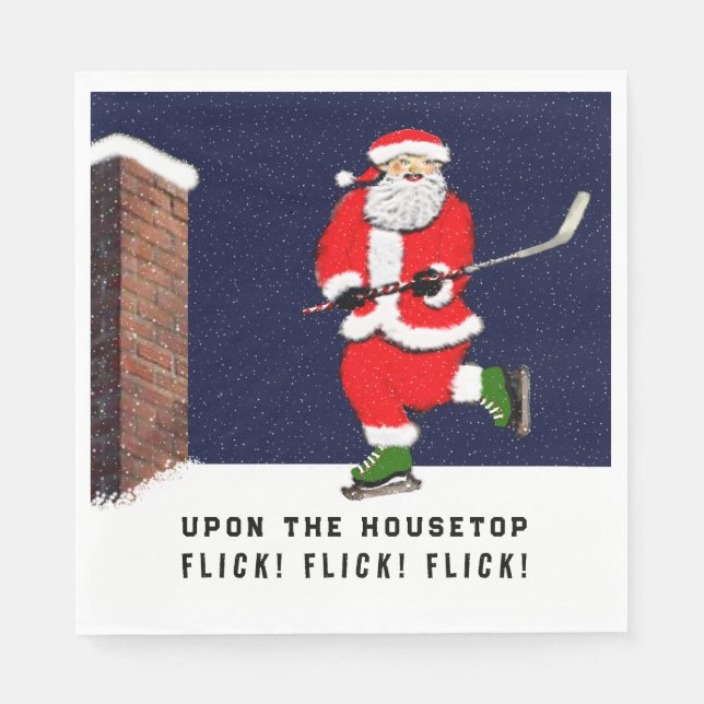 Hockey Christmas Holiday Napkins (Front)