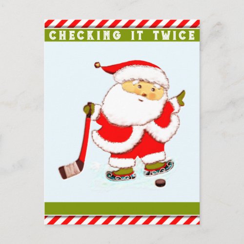 Hockey Christmas Holiday Postcard
