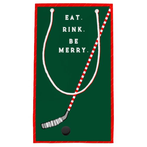 Hockey Christmas Holiday Small Gift Bag