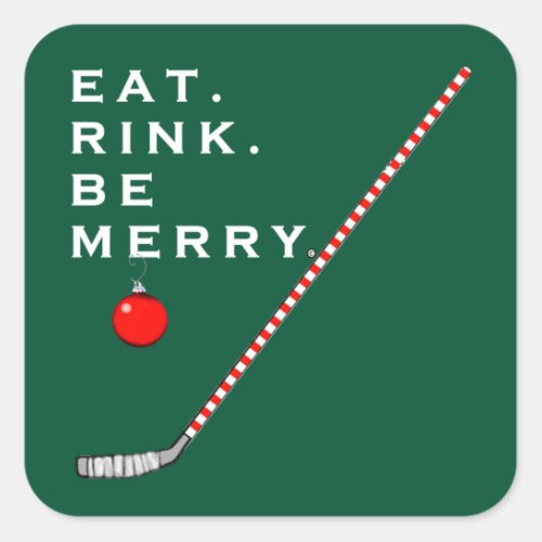 Hockey Christmas Holiday Square Sticker