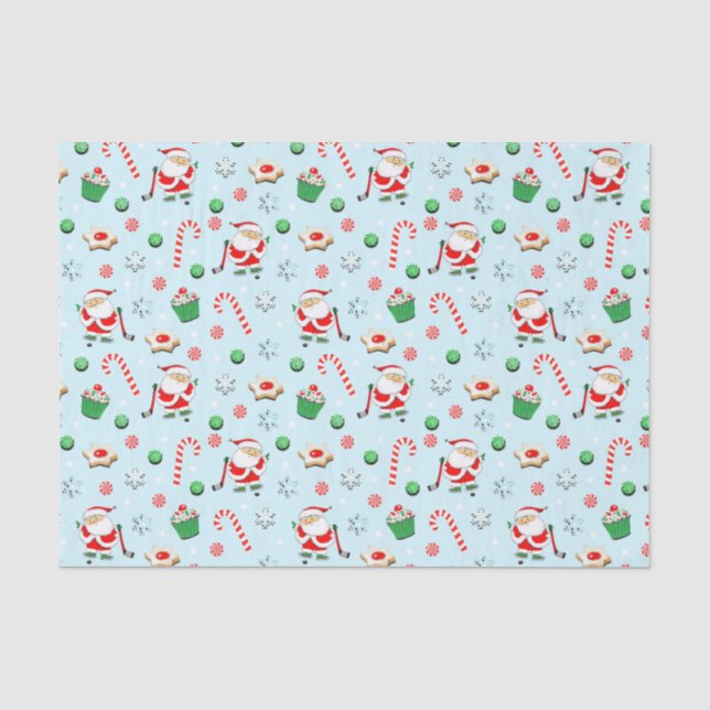 Hockey Christmas Holiday Tissue Paper (Front)