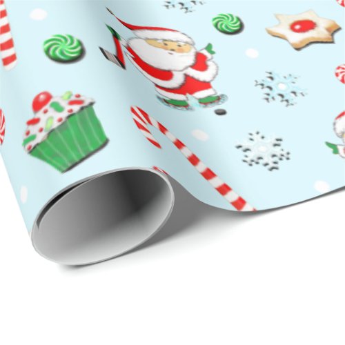 Hockey Christmas Holiday Wrapping Paper