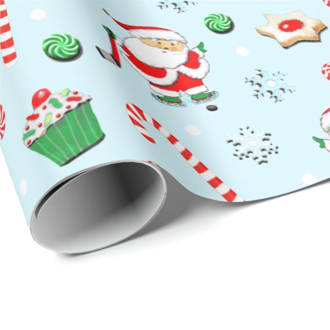 Hockey Christmas Holiday Wrapping Paper (Roll Corner)