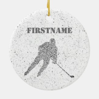 Hockey Christmas ornament - Silver player & skate