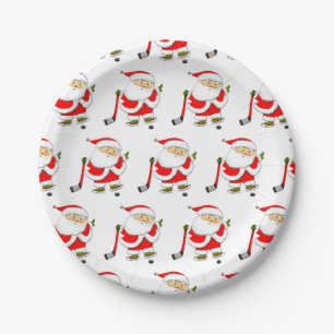 Hockey Christmas Paper Plates