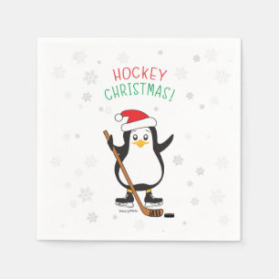 Hockey Christmas Penguin Napkins
