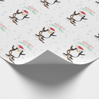 Hockey Christmas Penguin Wrapping Paper