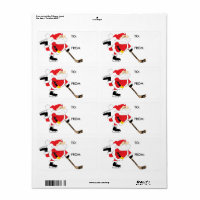 Hockey Christmas Present Labels Santa