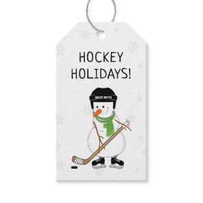 Hockey Christmas Snowman Snowflakes Gift Tags