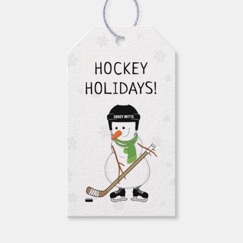 Hockey Christmas Snowman Snowflakes Gift Tags