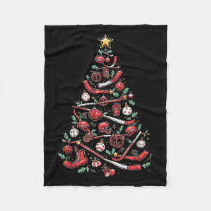 Hockey Christmas Tree Fleece Blanket
