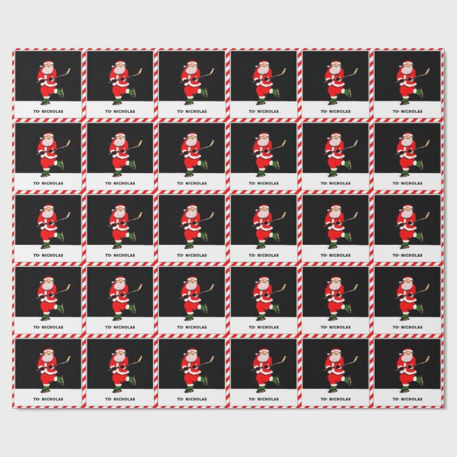Hockey Christmas Wrapping Paper (Flat)