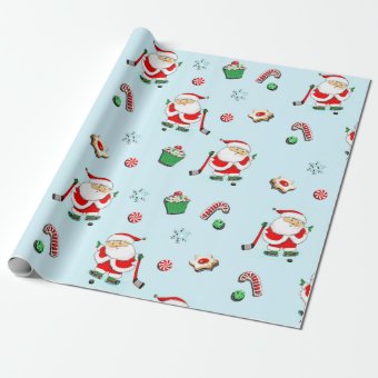 Hockey Christmas Wrapping Paper | Zazzle