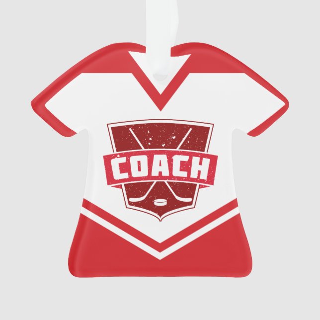 Hockey Coach, Customizable Name & Number Jersey Ornament (Front)