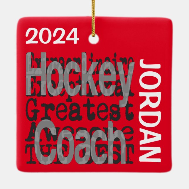 Hockey Coach Extraordinaire CUSTOM Ceramic Ornament (Back)