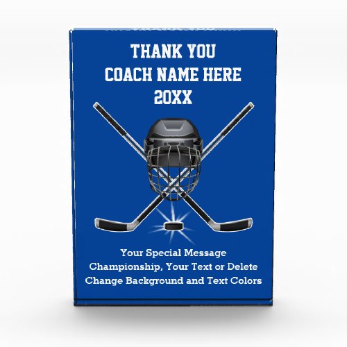 Hockey Coach Gift Ideas Change COLORS and TEXT