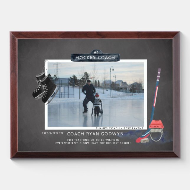 Hockey Coach Photo Award Plaque (Horizontal)