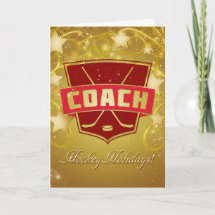 Hockey Coach Red Christmas Card
