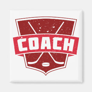 Hockey Coach Retro Style Shield Magnet