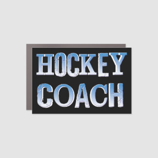 Hockey Coach Rough Blue Text Car Magnet