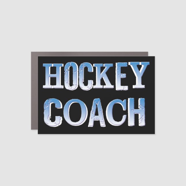 Hockey Coach Rough Blue Text Car Magnet (Front)