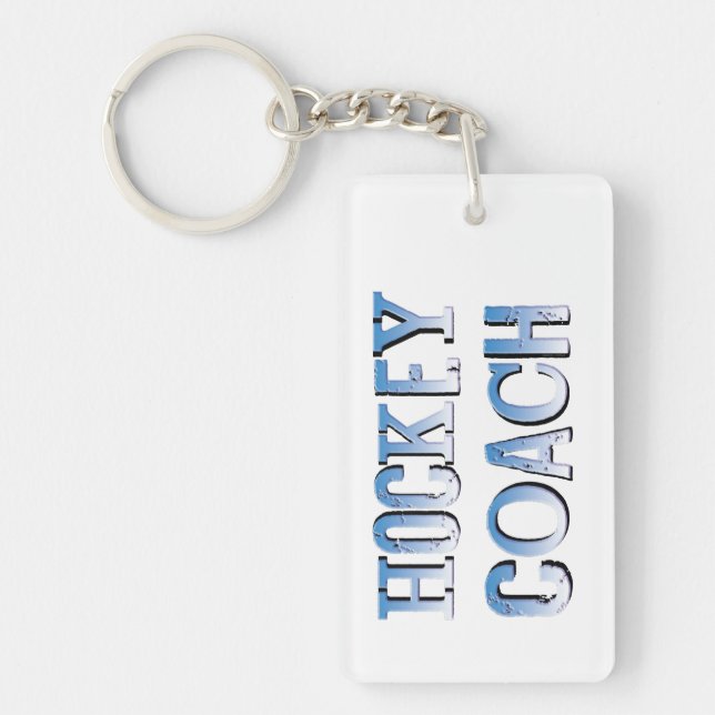 Hockey Coach Rough Blue Text Keychain (Front)