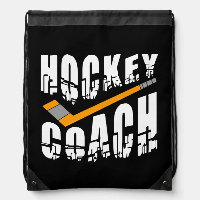 Hockey Coach Stick  Drawstring Bag (Front)