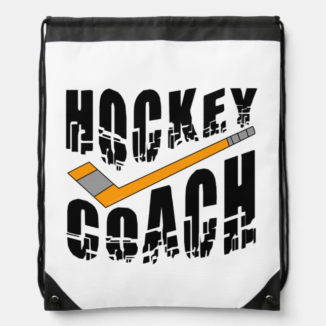 Hockey Coach Stick  Drawstring Bag (Front)