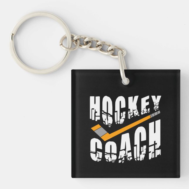 Hockey Coach Stick  Keychain (Front)