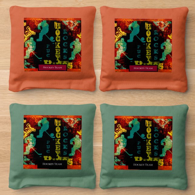 Hockey Cornhole Bags (Wood)