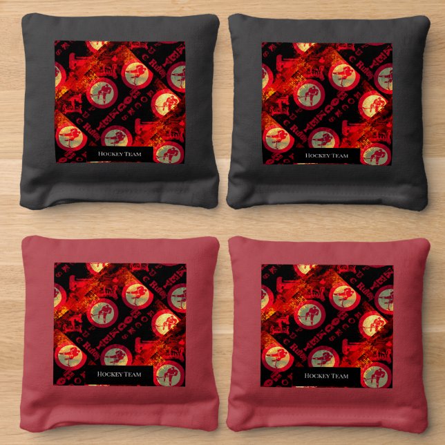 Hockey Cornhole Bags (Wood)