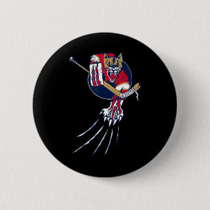 Hockey Cougar Lion Cat Ice Jungle Beast Goalie Log Button